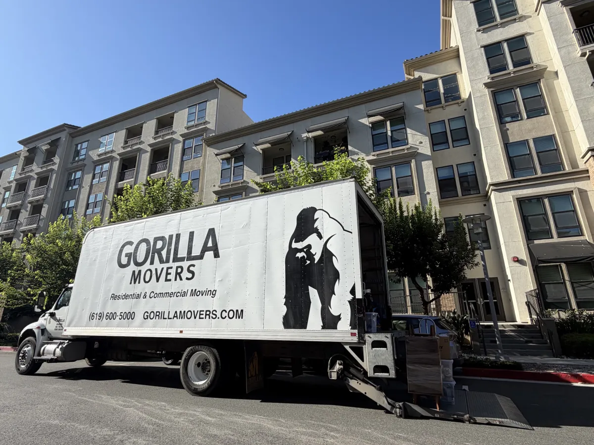 A Gorilla Movers truck parked at an apartment community during Anai Aranda’s move