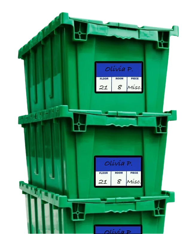 Sealed exhibit storage containers staged on the Gorilla Movers warehouse floor between San Diego trade shows