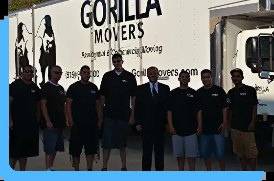 The Gorilla Movers team ready for a corporate relocation