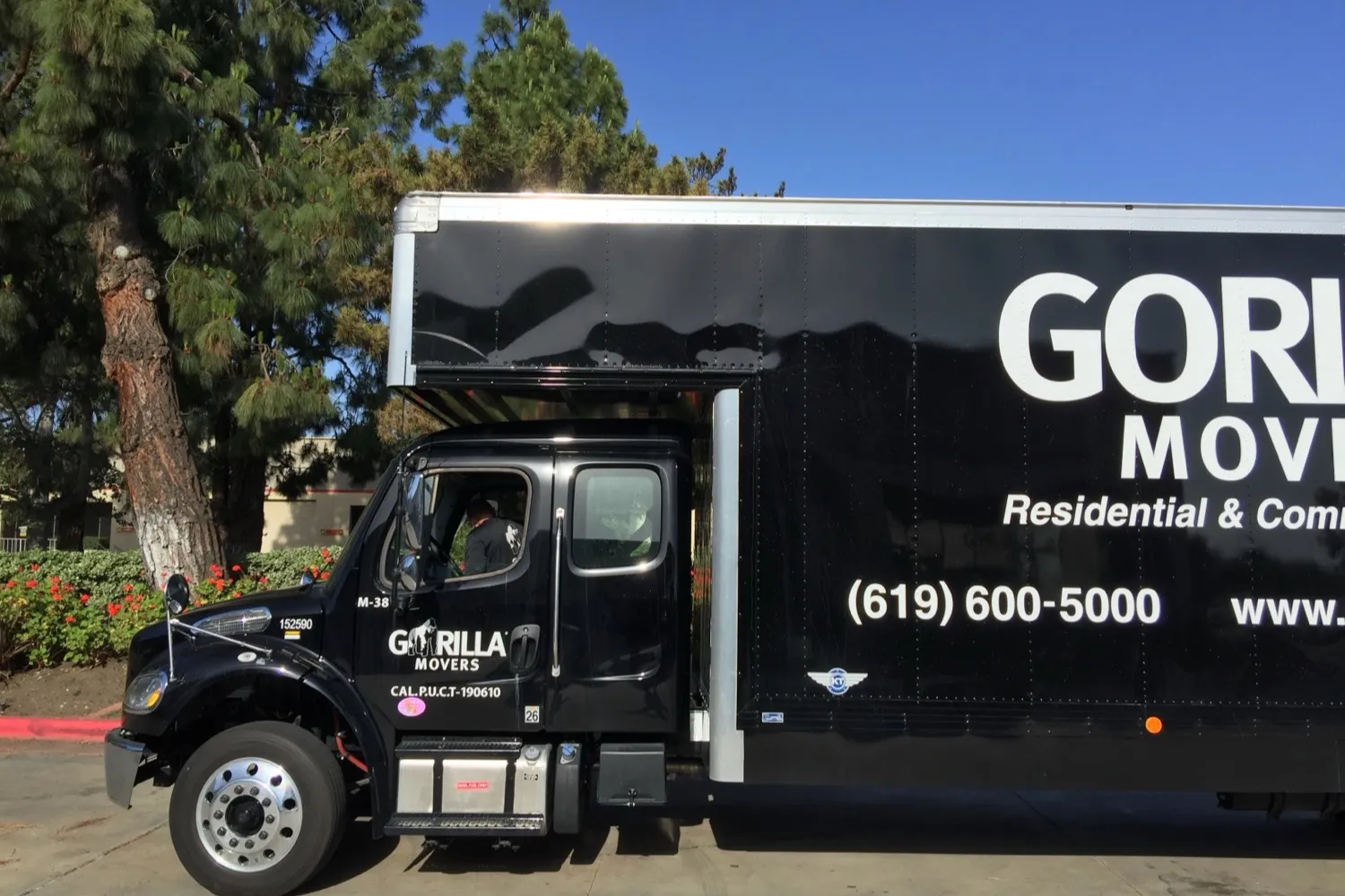 A Gorilla Movers box truck staged for a San Diego data center relocation