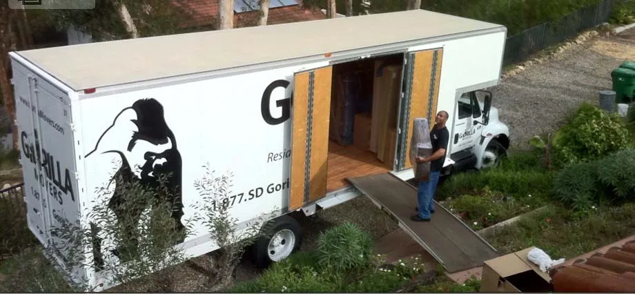 Gorilla Movers container staged at a San Diego house move