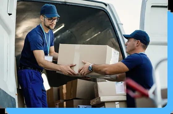Mover carefully handling a package during loading